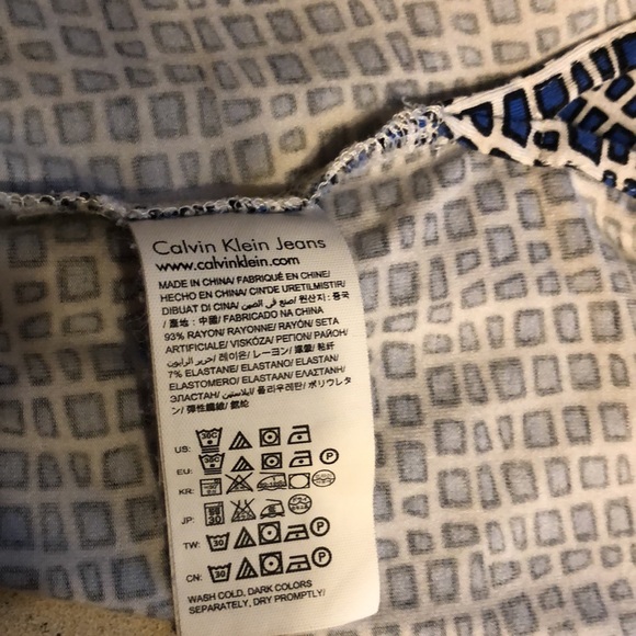 Calvin Klein Jeans co. Cinch waist maxi dress size medium blue white black COMFY - Picture 6 of 11